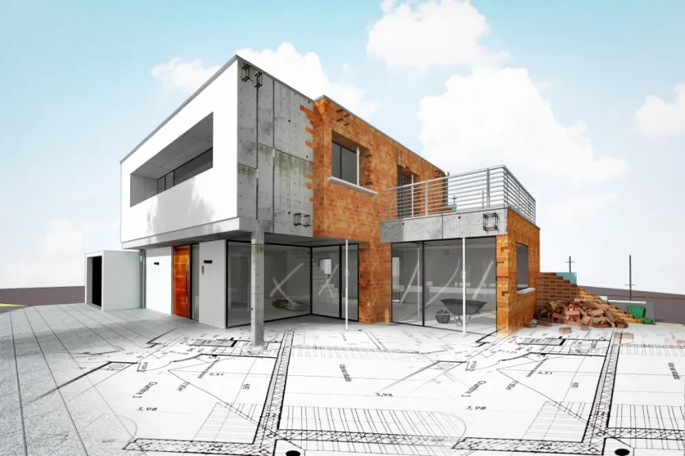 Maison avec toit plat